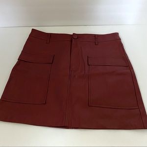 Zara red leather skirt